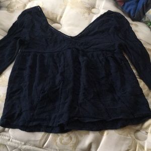 Navy blue flowy boho hippie festival shirt